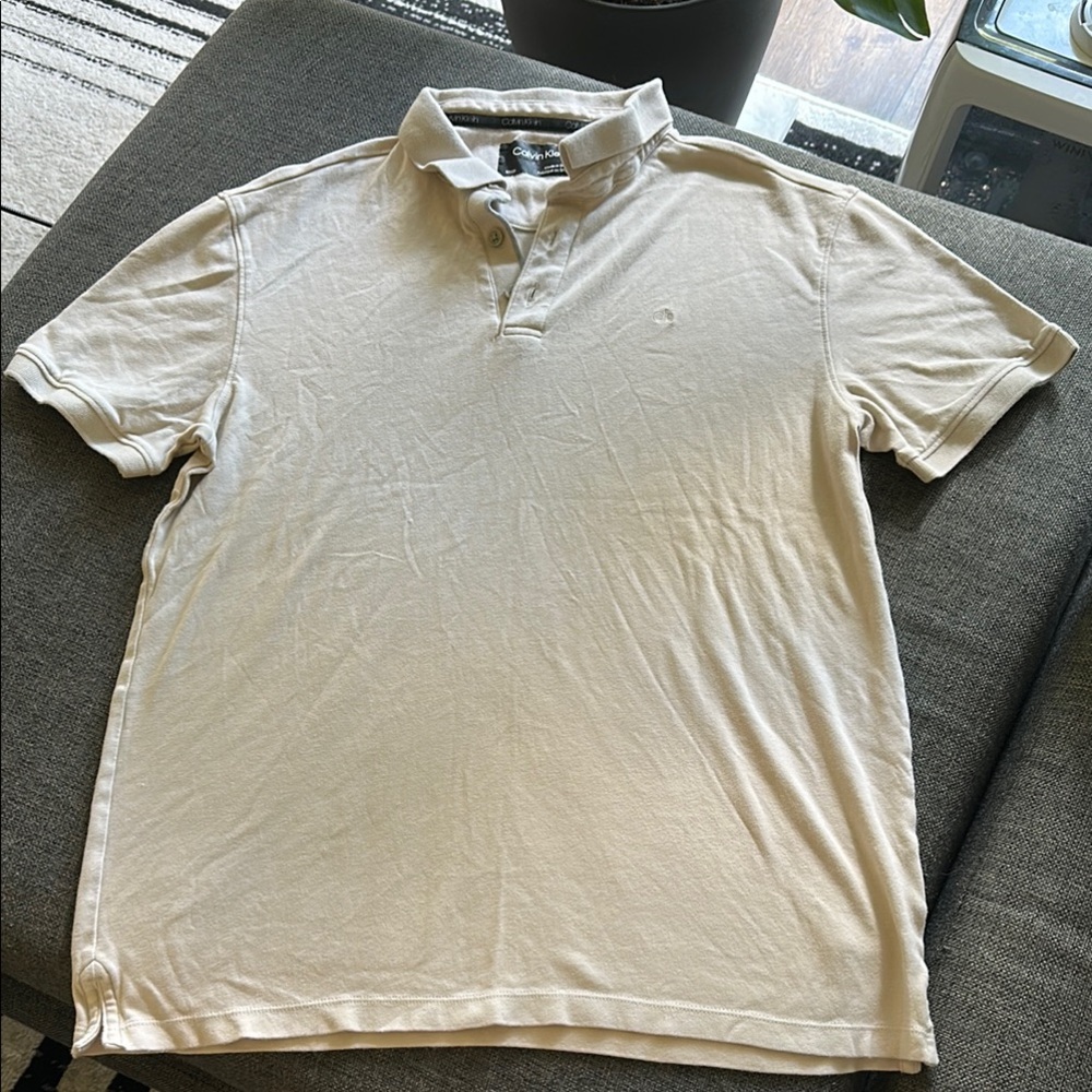 Calvin Klein Cream Polo Shirt Classic Design